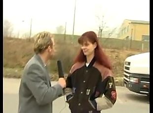 German babe strips during her interview