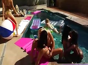 Great group ass fun by the pool
