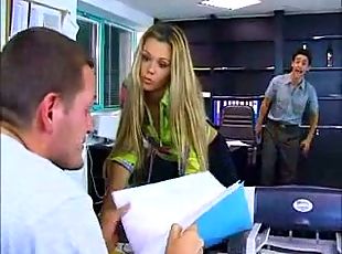 Hungarian cutie enjoys DP in the office