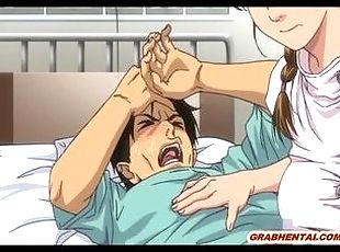 Busty hentai nurse sucking patient cock and h